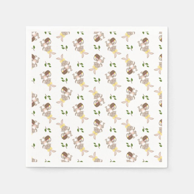 Serviette En Papier Naples Bunnies de Pâques (Devant)