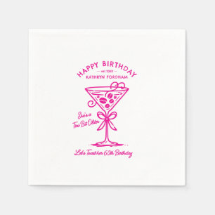 Serviette En Papier Naples customisées 60e Anniversaire Martini rose