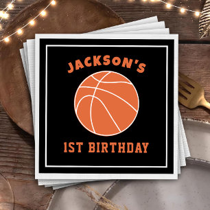 Serviette En Papier Naples d'anniversaire de basket-ball noir