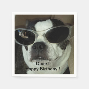 Serviette En Papier Naples d'anniversaire de Boston Terrier