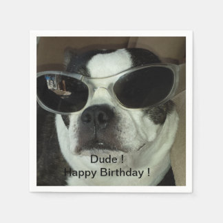Serviette En Papier Naples d'anniversaire de Boston Terrier