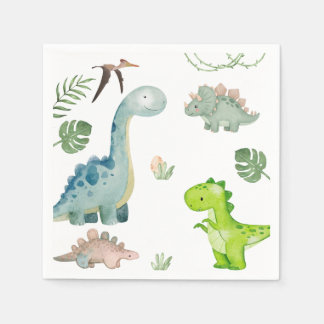 Serviette En Papier Naples d'anniversaire de Dinosaur