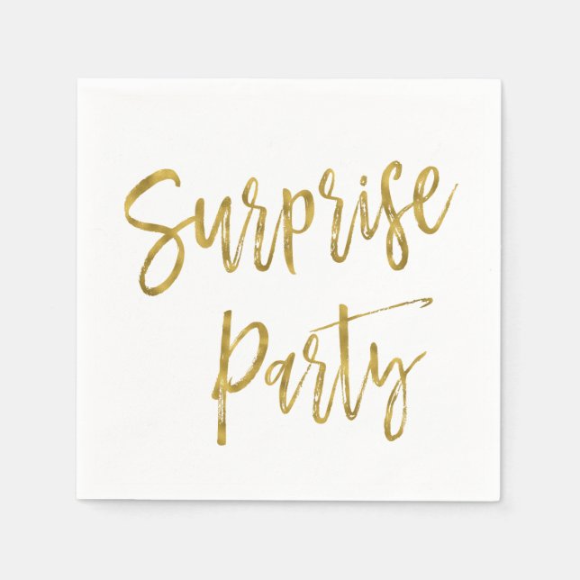Serviette En Papier Naples d'anniversaire surprise Gold Foil (Devant)
