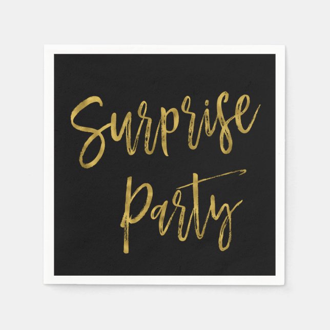 Serviette En Papier Naples d'anniversaire surprise Gold Foil (Devant)