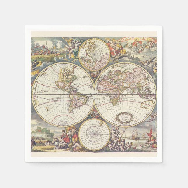 Serviette En Papier Naples de carte antique (Devant)