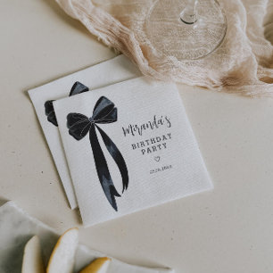 Serviette En Papier Naples de fête d'anniversaire Black Bow