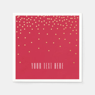 Serviette En Papier Naples de fête de Confetti Dot Red & Gold Foil
