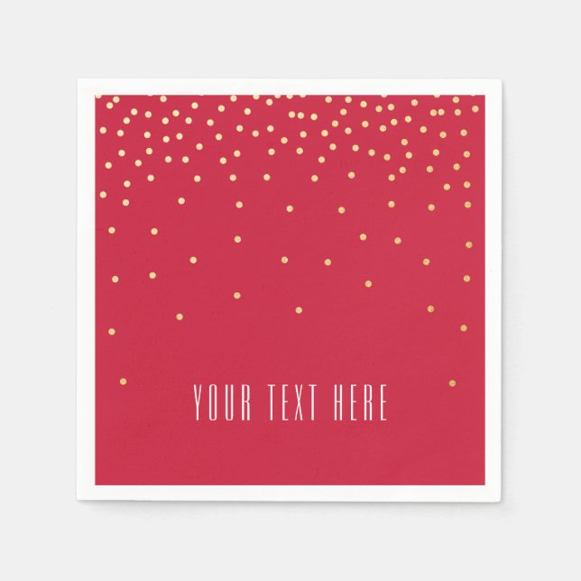 Serviette En Papier Naples de fête de Confetti Dot Red & Gold Foil (Devant)