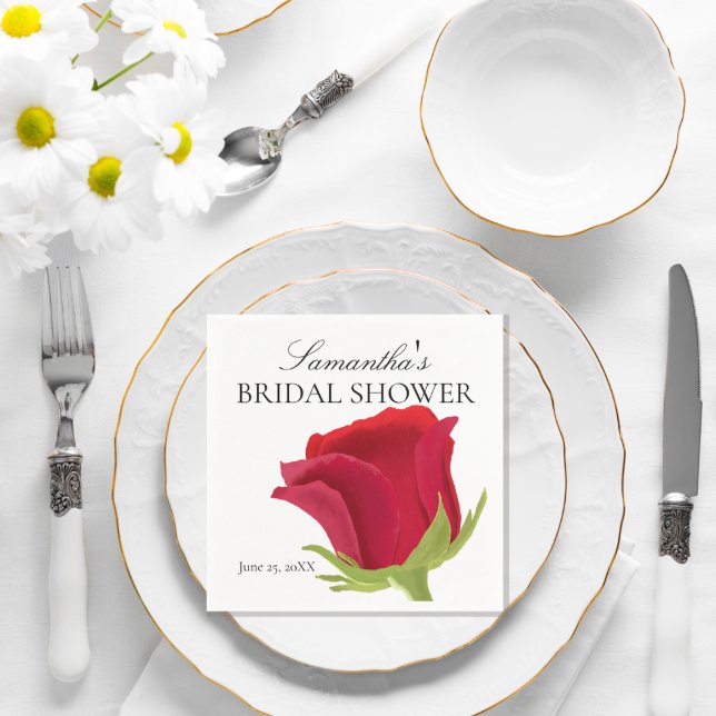 Serviette En Papier Naples de Fête des mariées Rose rouge (Créateur téléchargé)