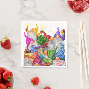Serviette En Papier Naples de Noël Bonne fête des Gnomes