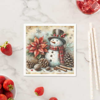 Serviette En Papier Naples de Noël Snowman Party