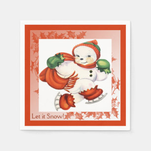Serviette En Papier Naples de Noël vintage Snowman