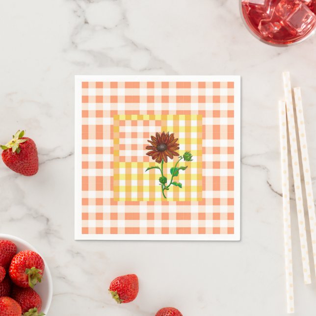 Serviette En Papier Naples de tournesol orange (En situation)