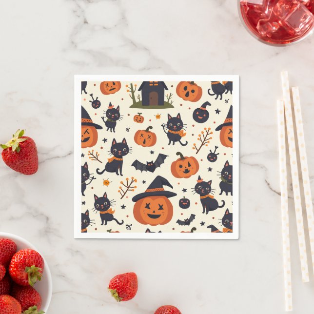 Serviette En Papier Naples d'Halloween (En situation)