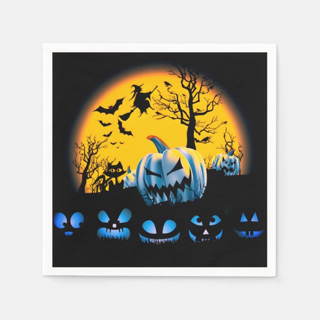 Serviette En Papier Naples d'Halloween éffrayantes (Devant)