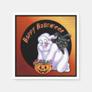 Serviette En Papier Naples d'Halloween pour fainéants et chats noirs
