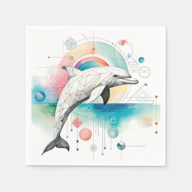 Serviette En Papier Naples Dolphin géométrique moderne (Devant)