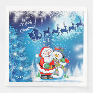 Serviette En Papier Naples du Père Noël Reindeer de Noël Snowman