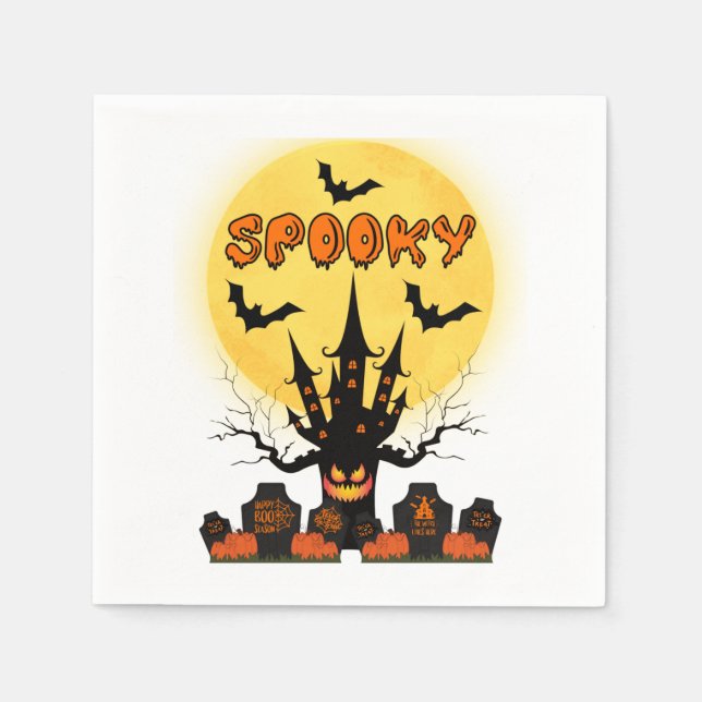 Serviette En Papier Naples éffrayant Halloween Lune 3 Ply (Devant)