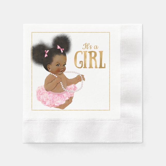 Serviette En Papier Naples en papier Baby shower afro-américain (Devant)