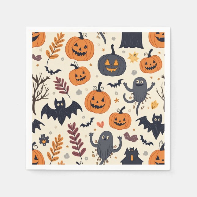 Serviette En Papier Naples en papier d'Halloween (Devant)