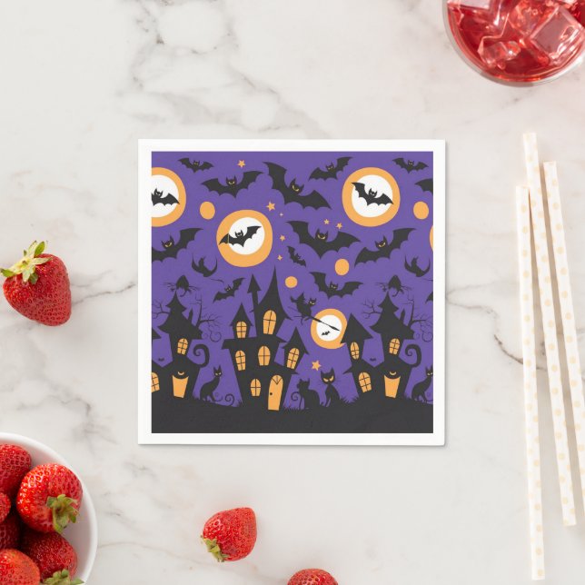 Serviette En Papier Naples en papier d'Halloween (En situation)