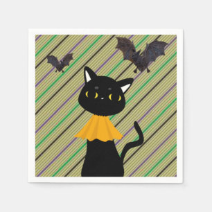 Serviette En Papier Naples en papier d'Halloween, chat noir