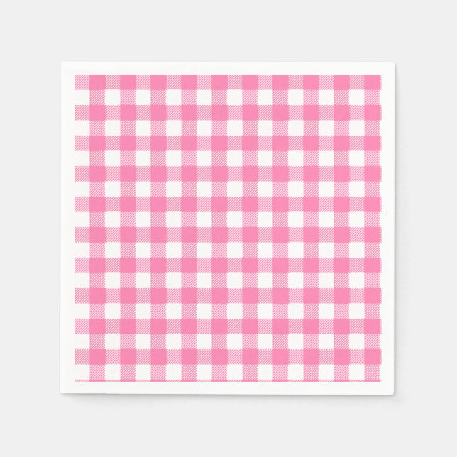 Serviette En Papier Naples en Papier Plaid Rose Vichy (Devant)
