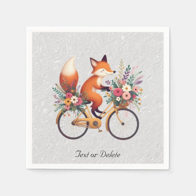 Serviette En Papier Naples Floral Bicycle Fox (Devant)