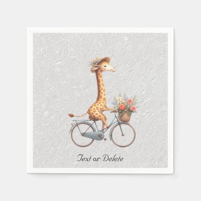 Serviette En Papier Naples Floral Bicycle Giraffe (Devant)