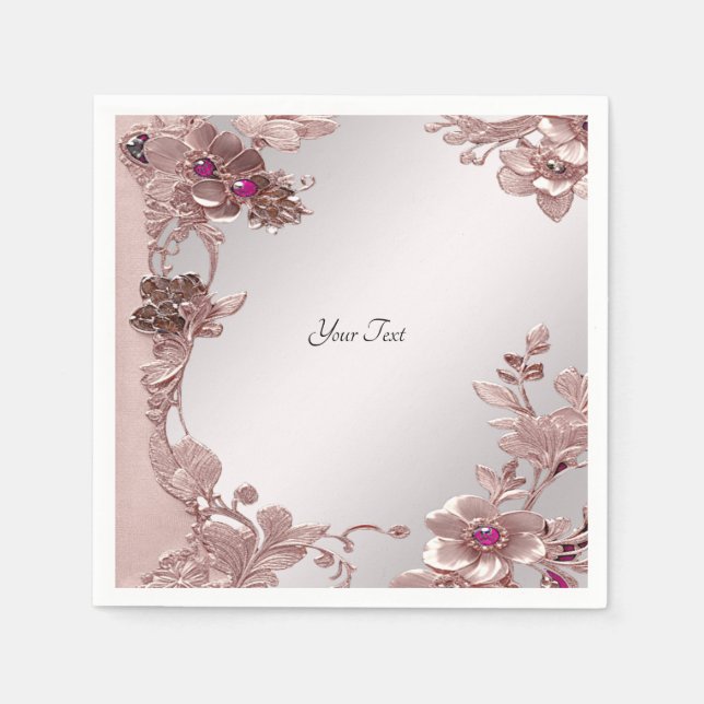Serviette En Papier Naples florales roses (Devant)