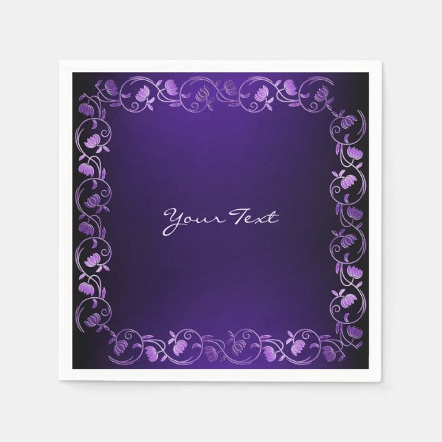 Serviette En Papier Naples florales violettes (Devant)