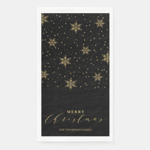 Serviette En Papier Naples Gold & Black Modern Merry Christmas Party