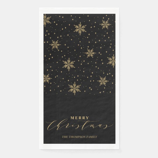 Serviette En Papier Naples Gold & Black Modern Merry Christmas Party (Devant)