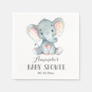 Serviette En Papier Naples gris Baby shower éléphant