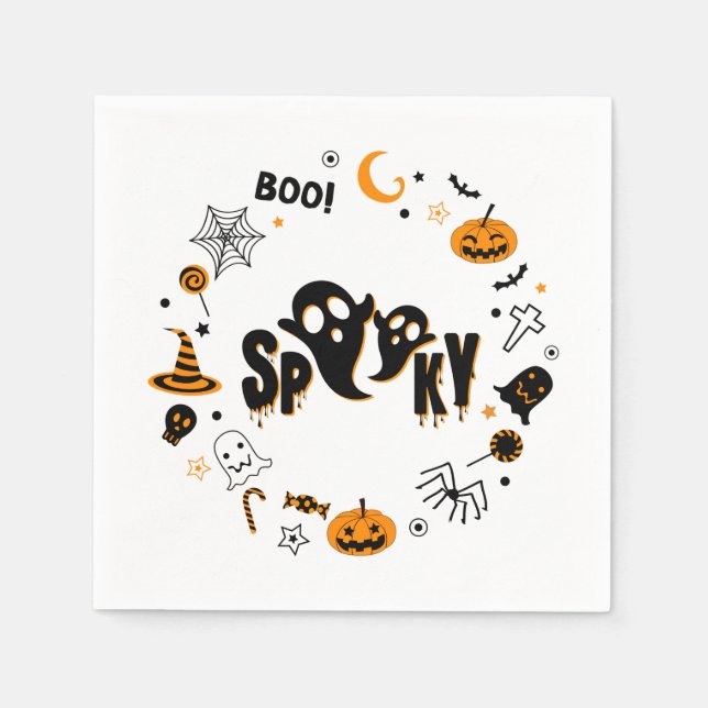 Serviette En Papier Naples Halloween Éffrayant Ghost 3 Ply (Devant)