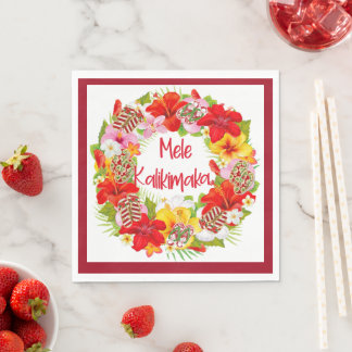 Serviette En Papier Naples Hawaiian Mele Kalikimaka Wreath Paper