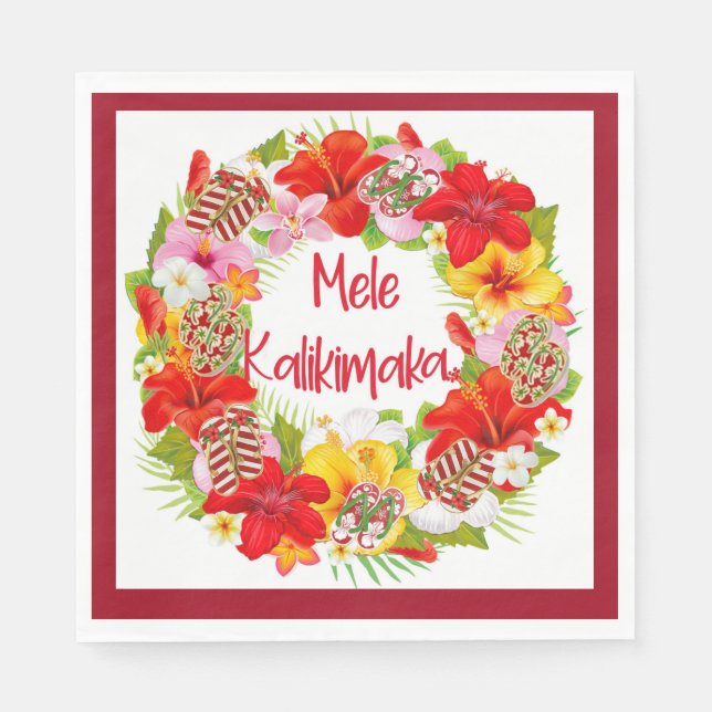 Serviette En Papier Naples Hawaiian Mele Kalikimaka Wreath Paper (Devant)