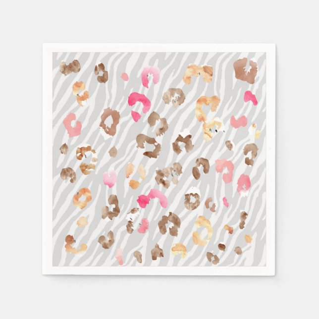 Serviette En Papier Naples Léopard Tiger Grey (Devant)