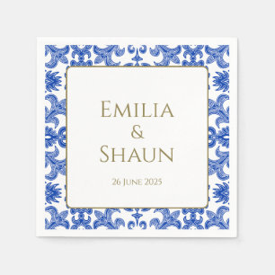Serviette En Papier Naples Mariage bleu et blanc italien