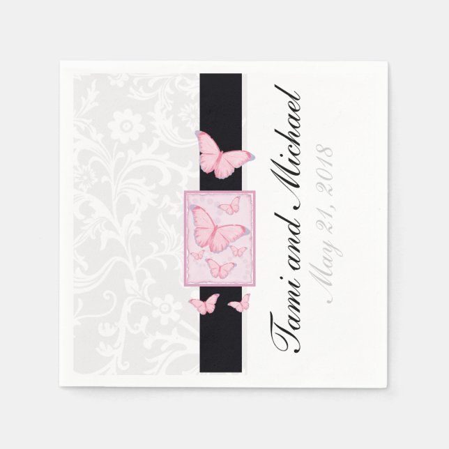 Serviette En Papier Naples Mariage papillon personnalisées (Devant)