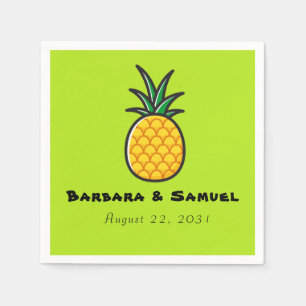 Serviette En Papier Naples Mariage Tropical Personnalisé Ananas