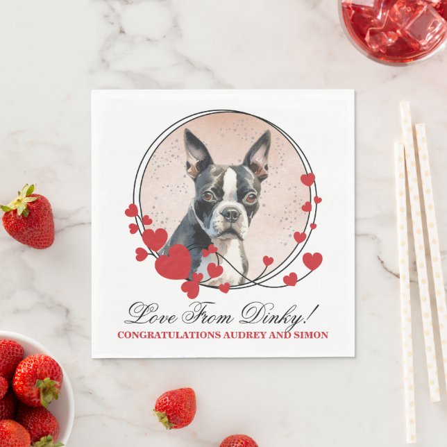 Serviette En Papier Naples Mariages Boston Terrier Avec Chiens Photo (En situation)