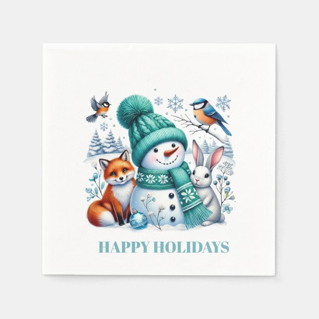 Serviette En Papier Naples Papier Snowman & Amis (Devant)