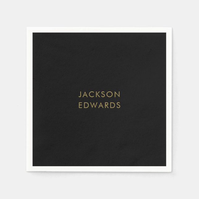 Serviette En Papier Naples personnalisées Black & Gold (Devant)