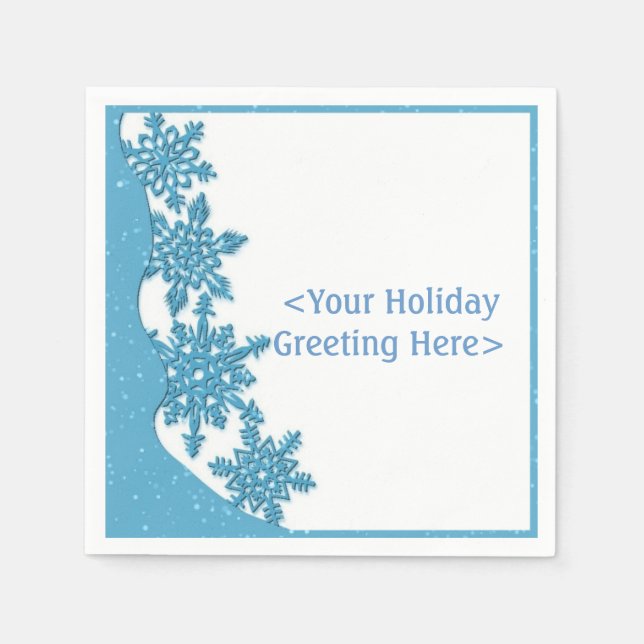 Serviette En Papier Naples personnalisées Ice Blue Christmas Snowflake (Devant)