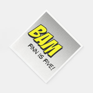 Serviette En Papier Naples personnalisées Superhero - BAM Black White