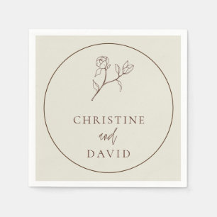 Serviette En Papier Naples simples Mariage de Bohême fleurie beige