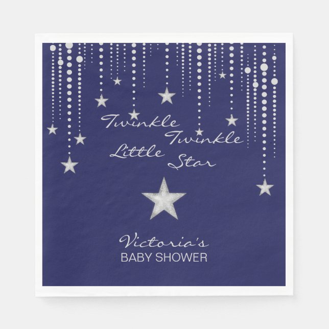 Serviette En Papier Naples Twinkle Little Star - Bleu, Argent (Devant)