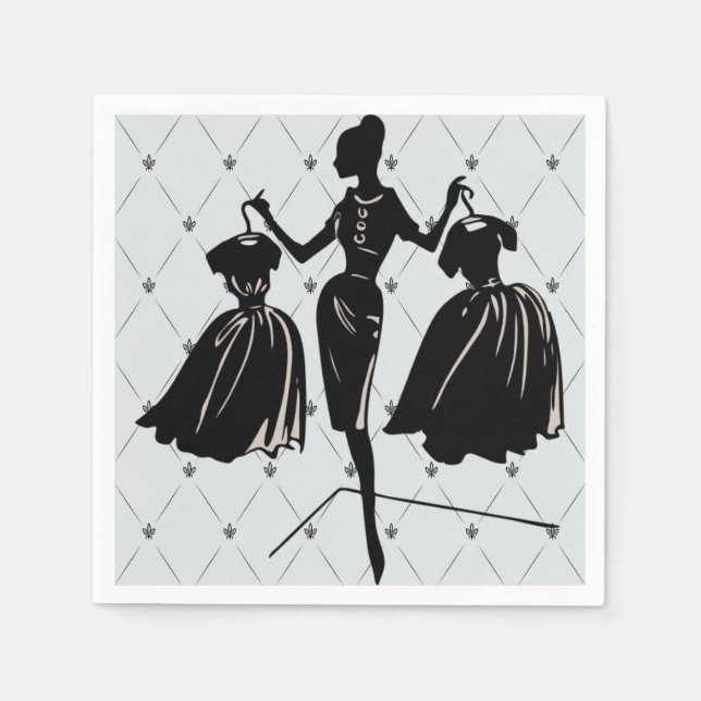 Serviette En Papier Naples vintages en silhouette fashionista (Devant)